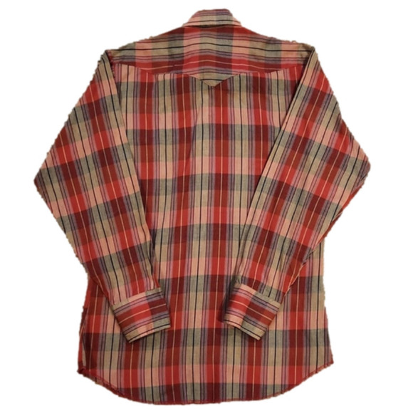 Panhandle Slim Red & Tan Plaid Western Snap Button-Up Shirt - Picture 4 of 6
